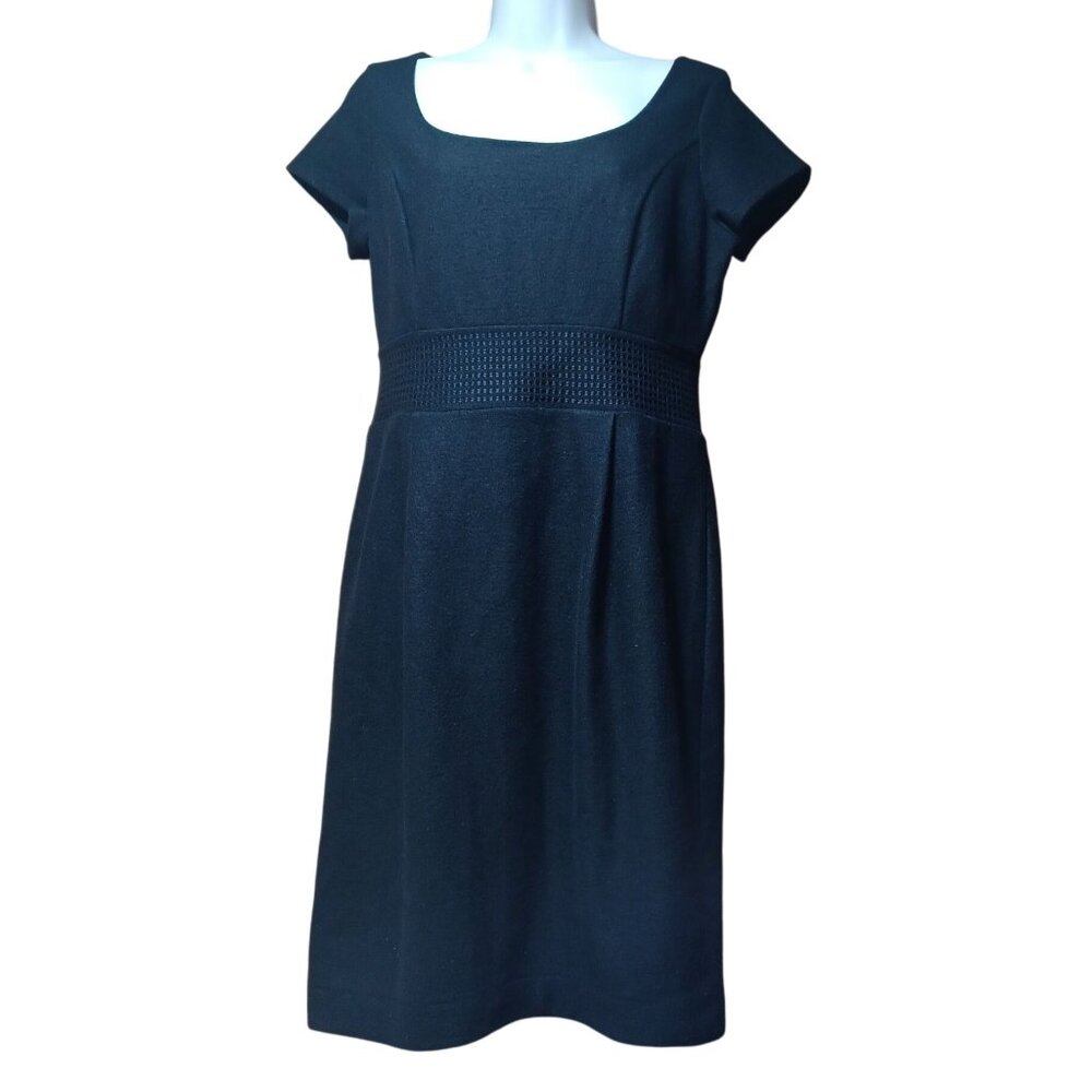Banana Republic Wool Short Sleeve Little Black Dress Womens M‎ Classic Luxury